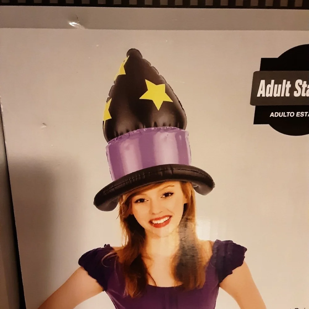 NEW (2) Inflatable Halloween Costume Accessories/Hats - Witch hat & Bloody Axe